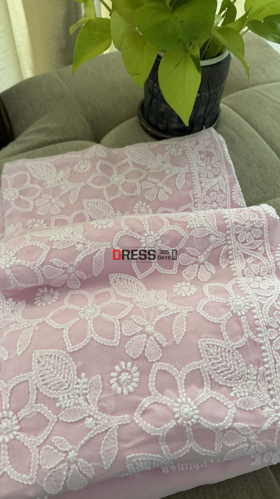 Baby Pink Lucknowi Chikankari Suit - Chikankari Suits