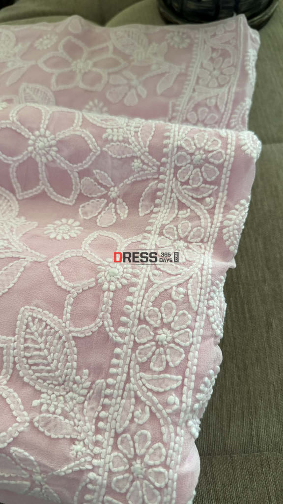 Baby Pink Lucknowi Chikankari Suit - Chikankari Suits