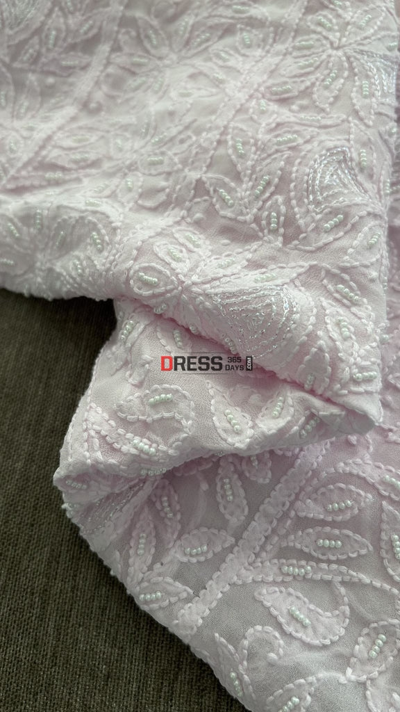 Baby Pink Pearl Lucknowi Chikankari Suit Suits