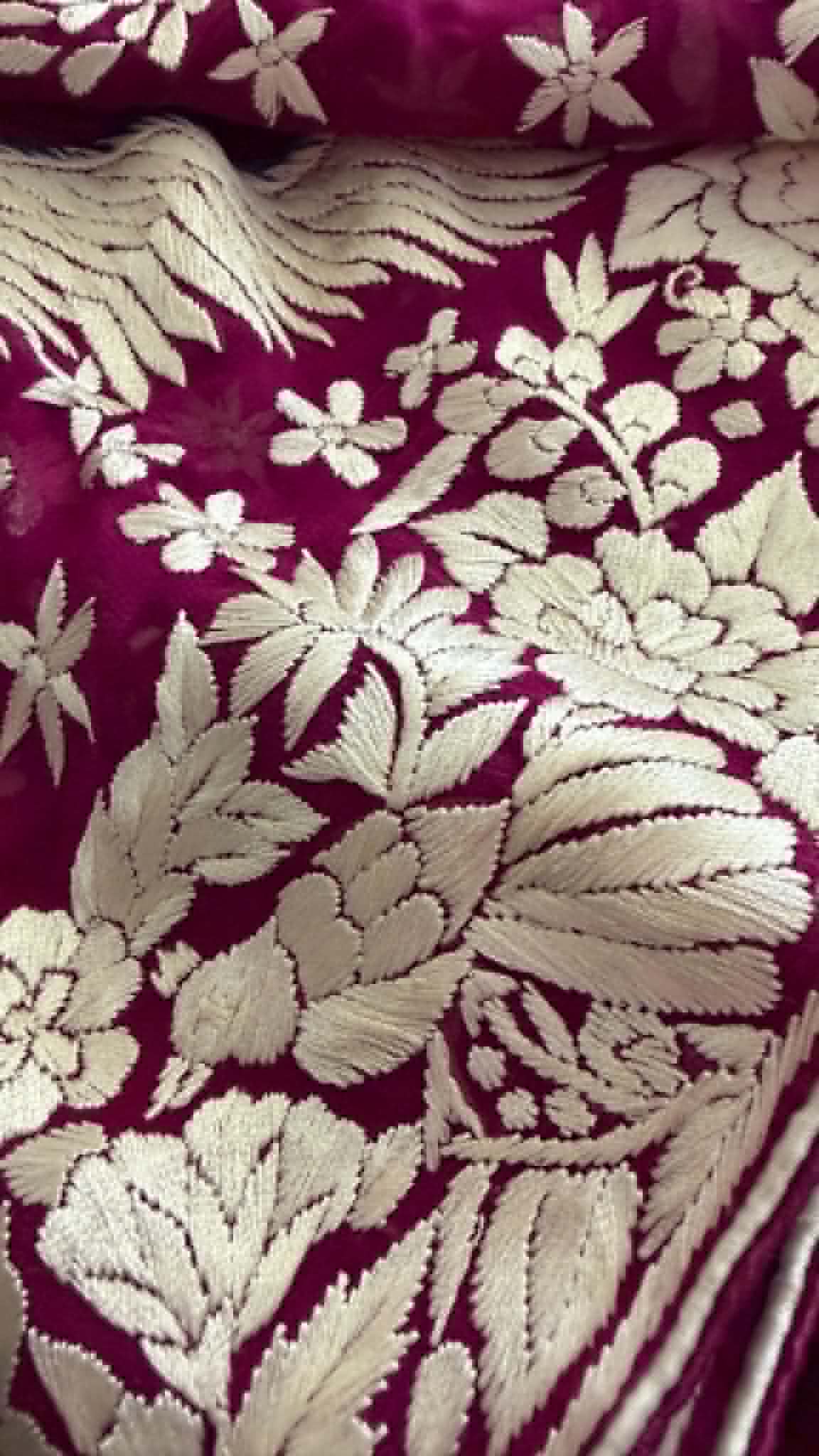 Designer Burgundy Parsi Gara Dupatta