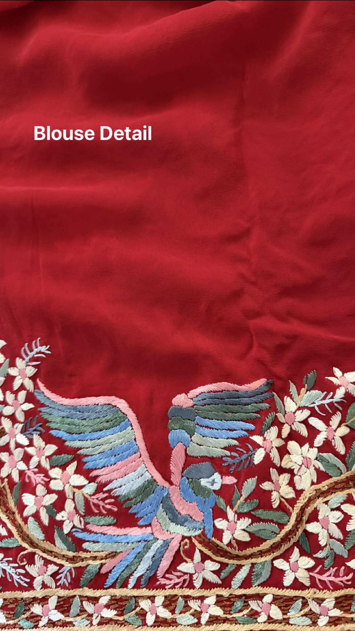 Designer Parsi Gara Saree with Multicolour Embroidery (Crepe Silk)