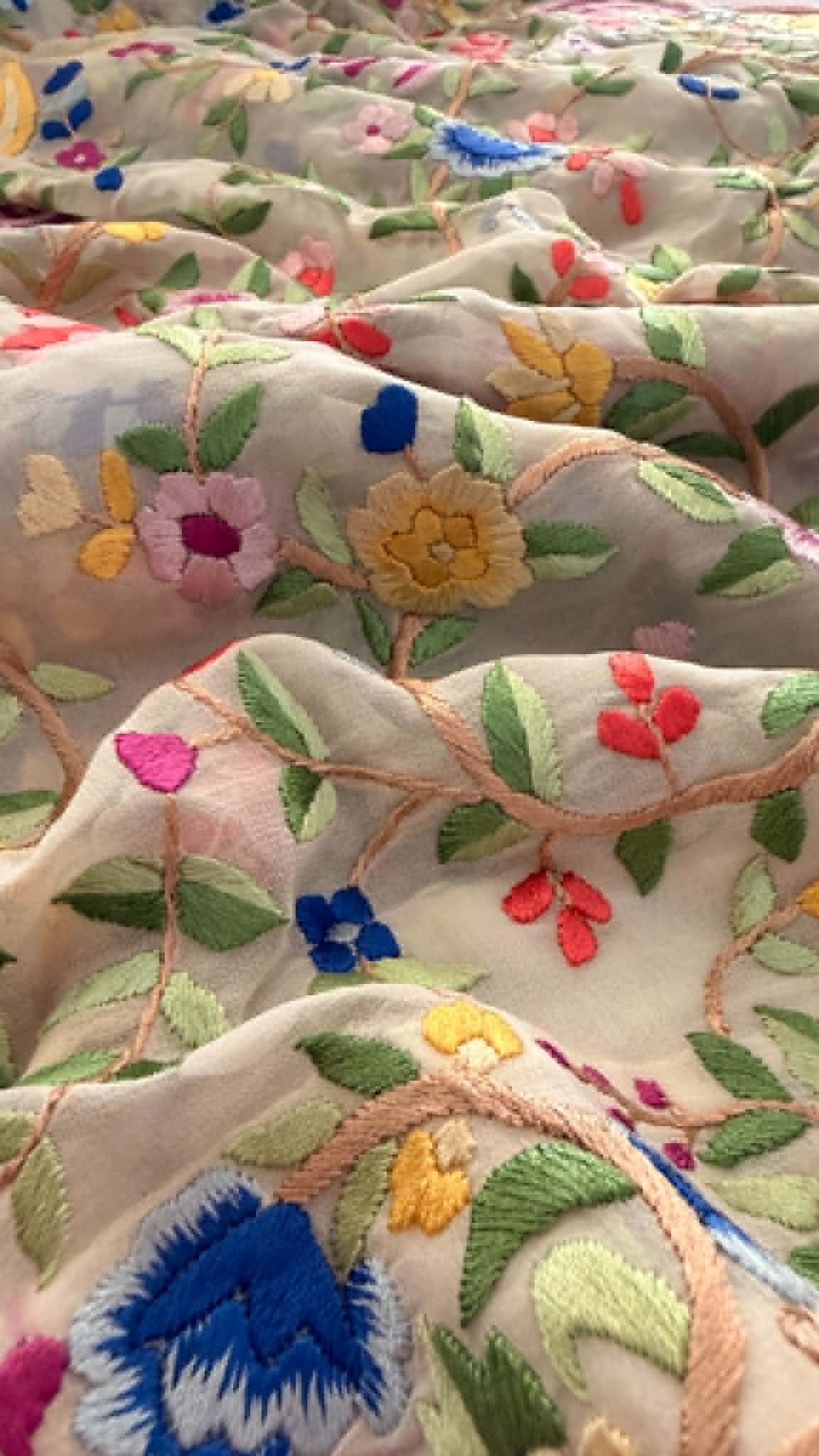 Elegant Ivory Multicolour Parsi Gara Dupatta