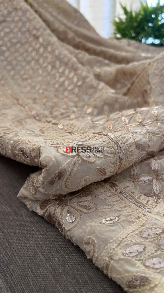 Beige Gota Patti Chikankari Lehenga Set Chikankari Lehenga