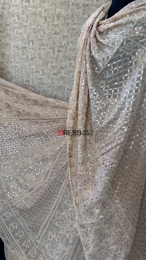 Beige Gota Patti Chikankari Lehenga Set Chikankari Lehenga