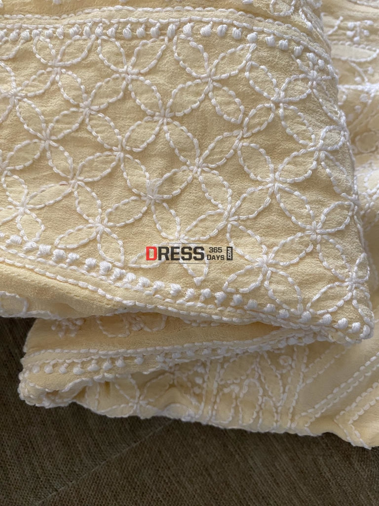 Beige Hand Embroidered Chikankari Anarkali