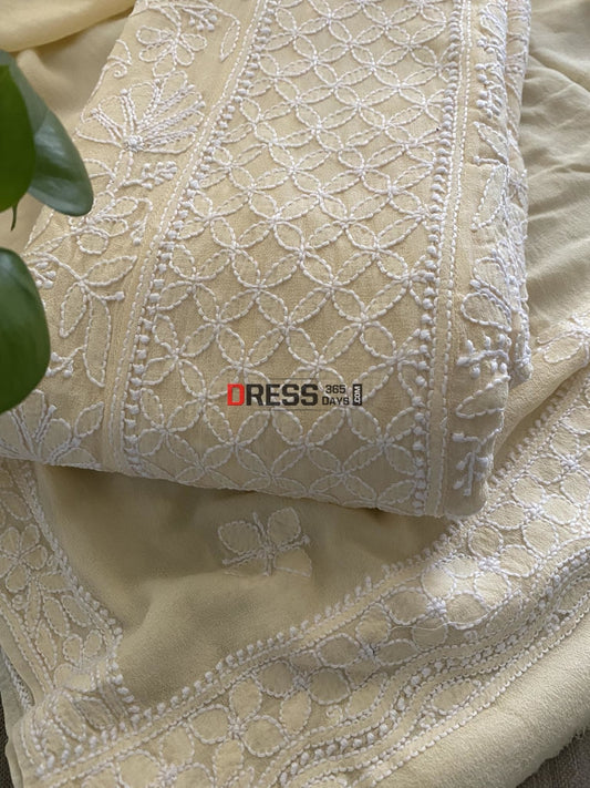 Beige Hand Embroidered Chikankari Anarkali