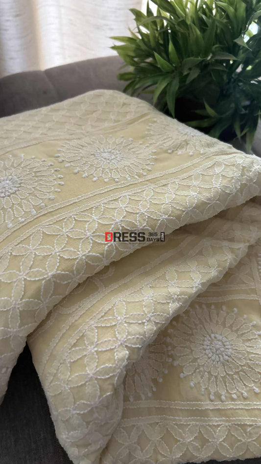 Beige Lucknawi Chikankari Hand Jaali Saree Chikankari Saree