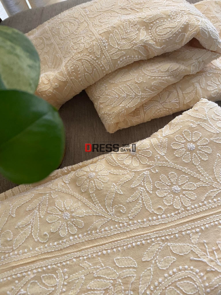 Beige Lucknowi Chikankari Lehenga Set