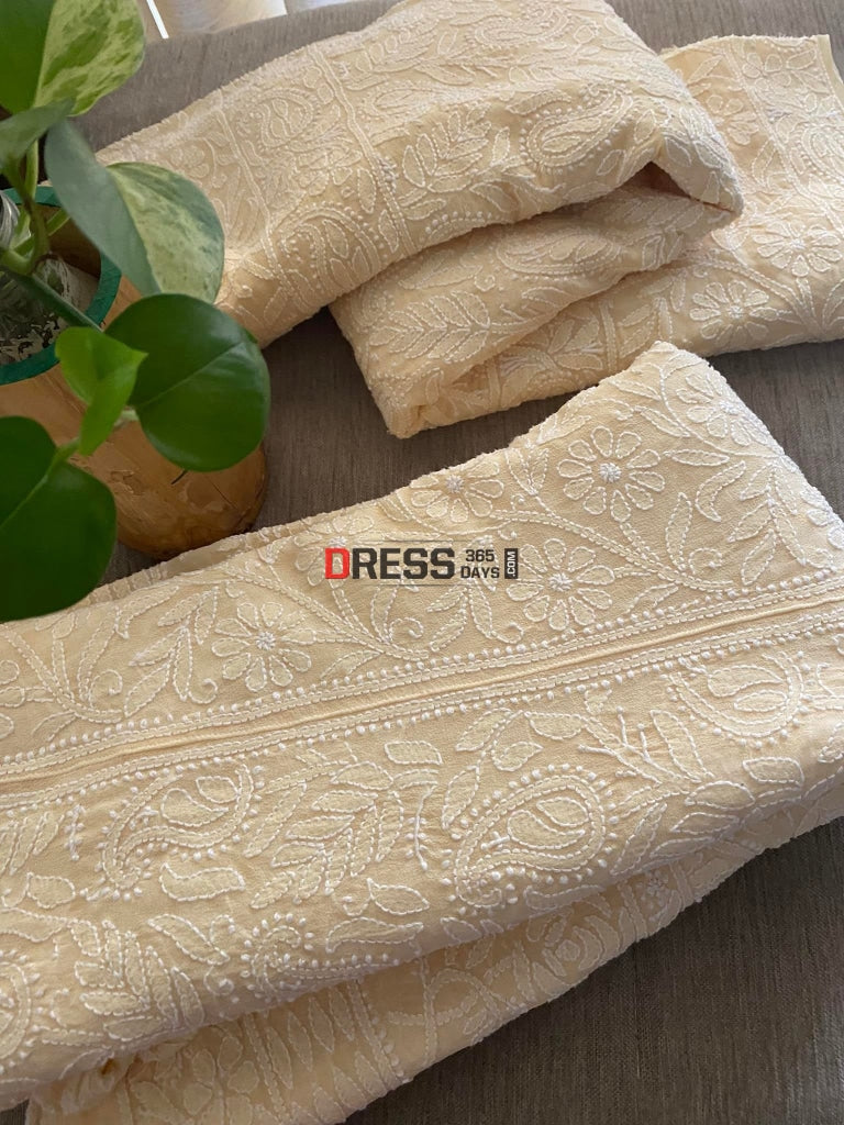 Beige Lucknowi Chikankari Lehenga Set