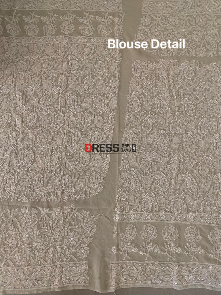 Beige Lucknowi Chikankari Lehenga Set