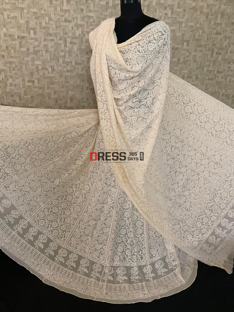 Beige Lucknowi Chikankari Lehenga Set