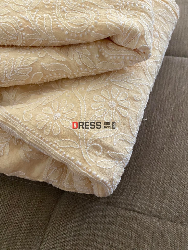 Beige Lucknowi Chikankari Lehenga Set