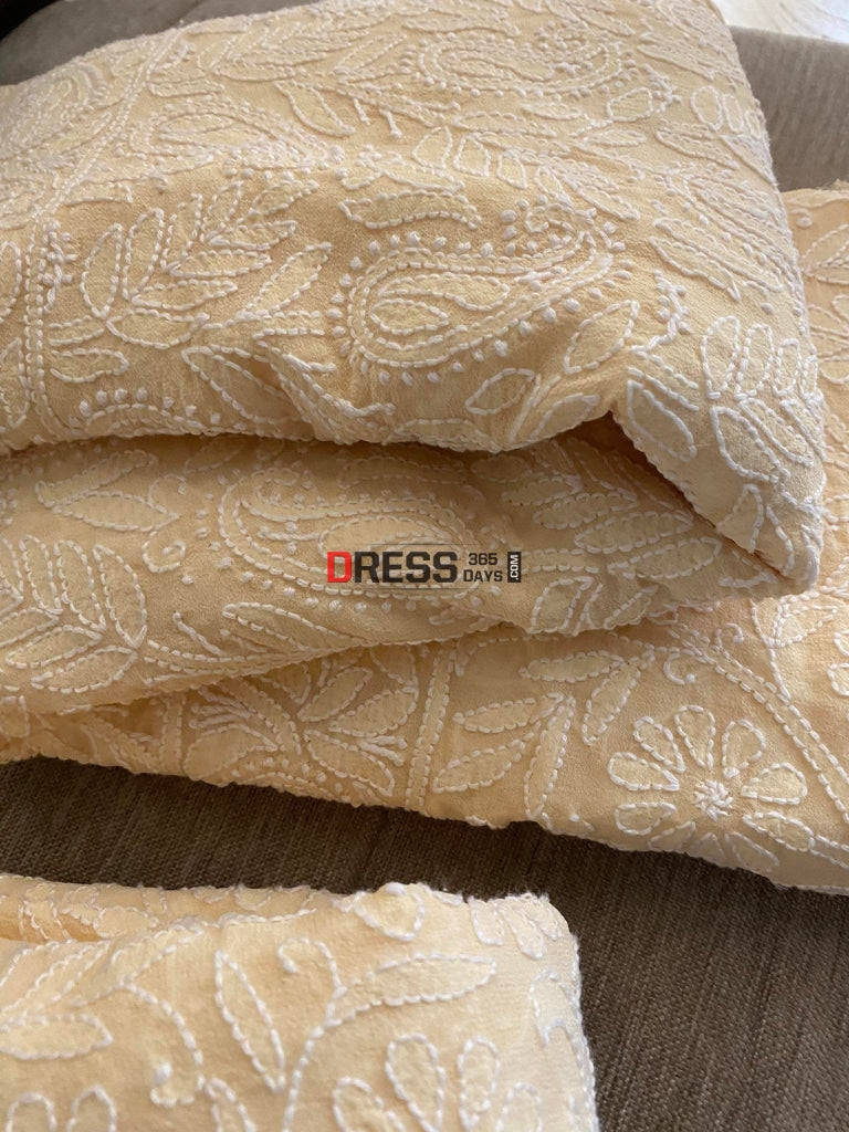Beige Lucknowi Chikankari Lehenga Set
