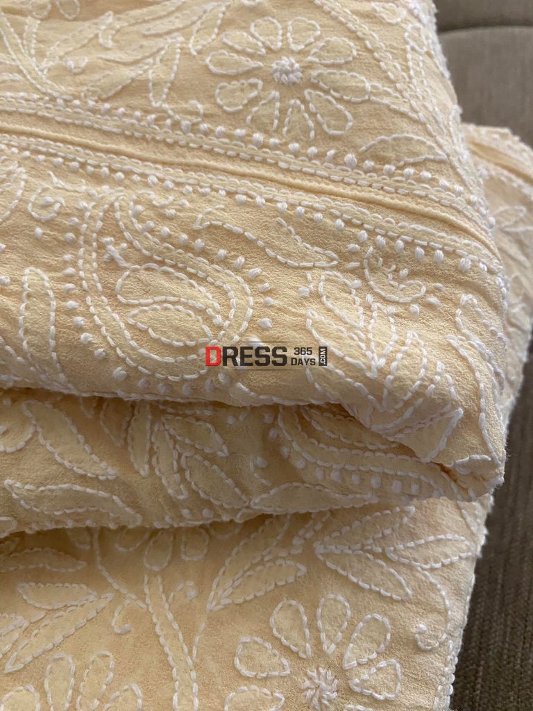 Beige Lucknowi Chikankari Lehenga Set