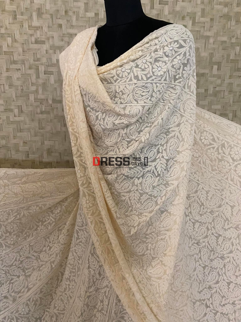 Beige Lucknowi Chikankari Lehenga Set