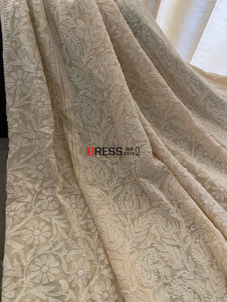 Beige Lucknowi Chikankari Lehenga Set