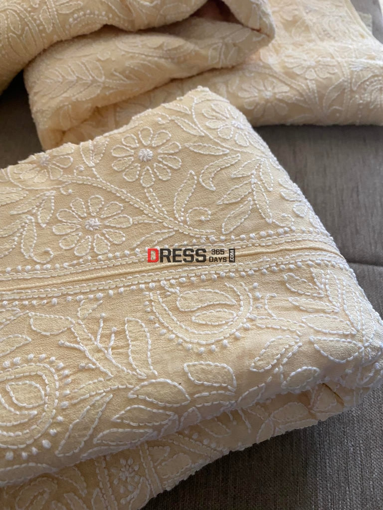 Beige Lucknowi Chikankari Lehenga Set