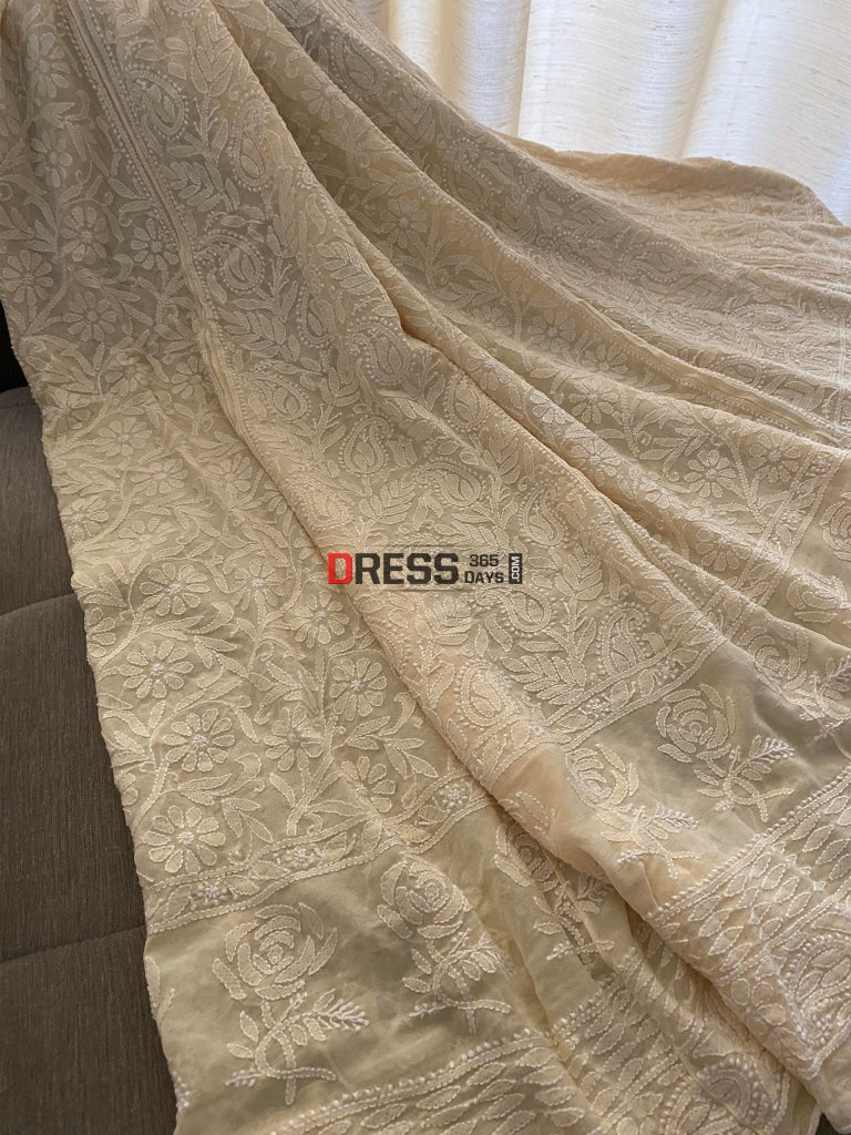 Beige Lucknowi Chikankari Lehenga Set