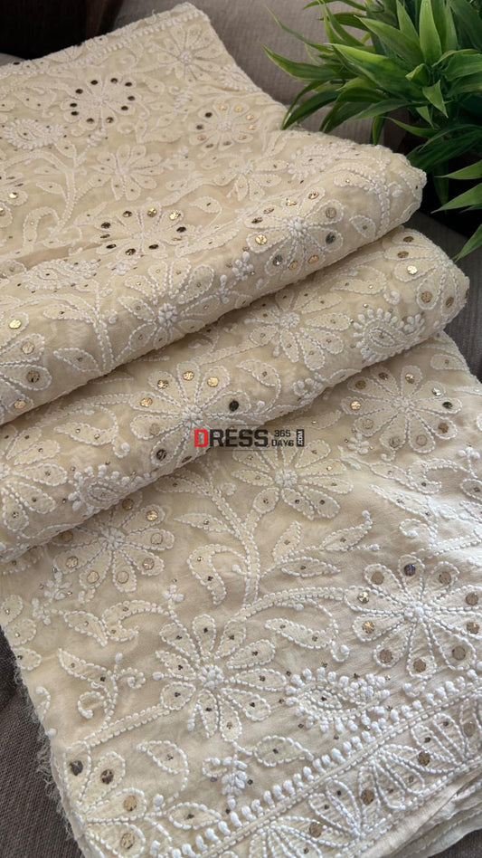 Beige Mukaish Chikankari Dupatta Chikankari Dupatta