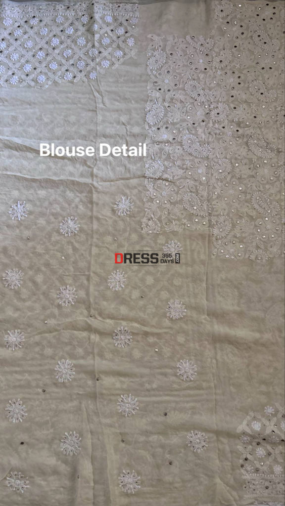 Beige Mukaish Lucknowi Chikankari Lehenga Set Chikankari Lehenga