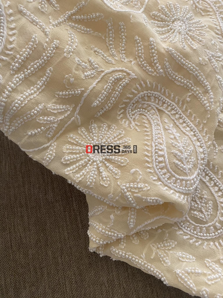 Beige Pearl Lucknowi Chikankari Suit Suits