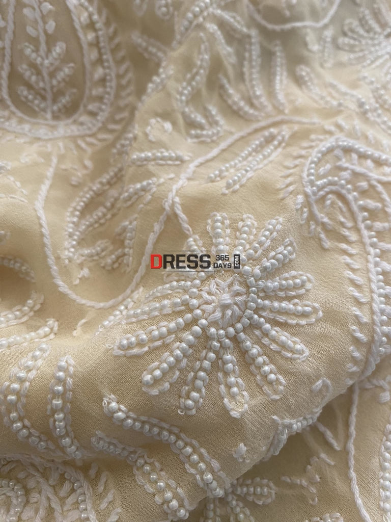 Beige Pearl Lucknowi Chikankari Suit Suits