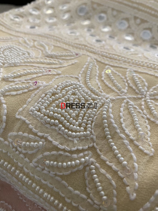 Beige Pearl & Mirror Chikankari Suit Suits