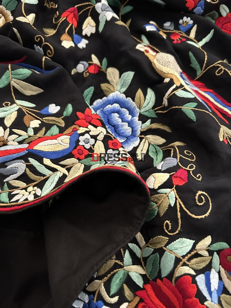 Black Fine Parsi Gara Hand Embroidered Saree