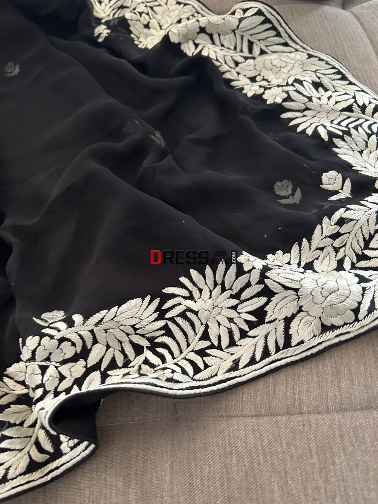 Black Ivory Pure Georgette Parsi Gara Dupatta