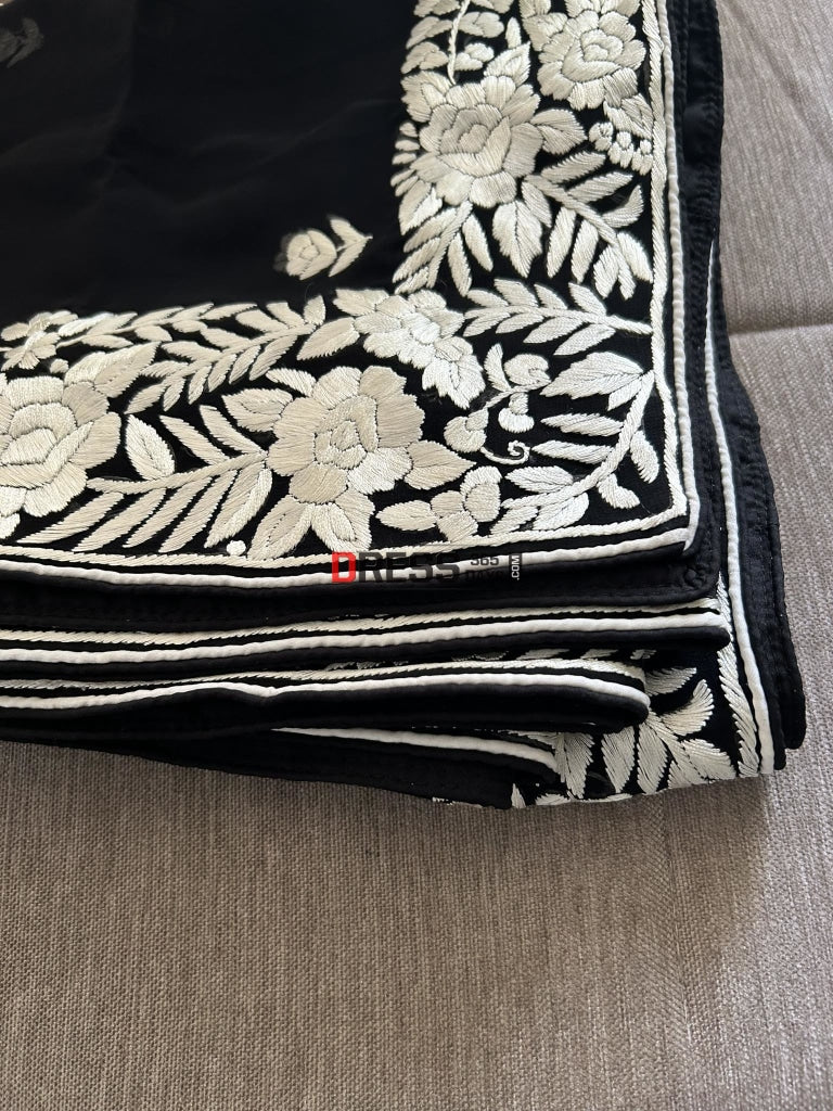 Black Ivory Pure Georgette Parsi Gara Dupatta