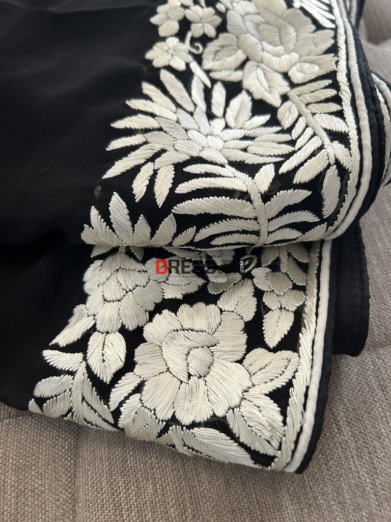 Black Ivory Pure Georgette Parsi Gara Dupatta