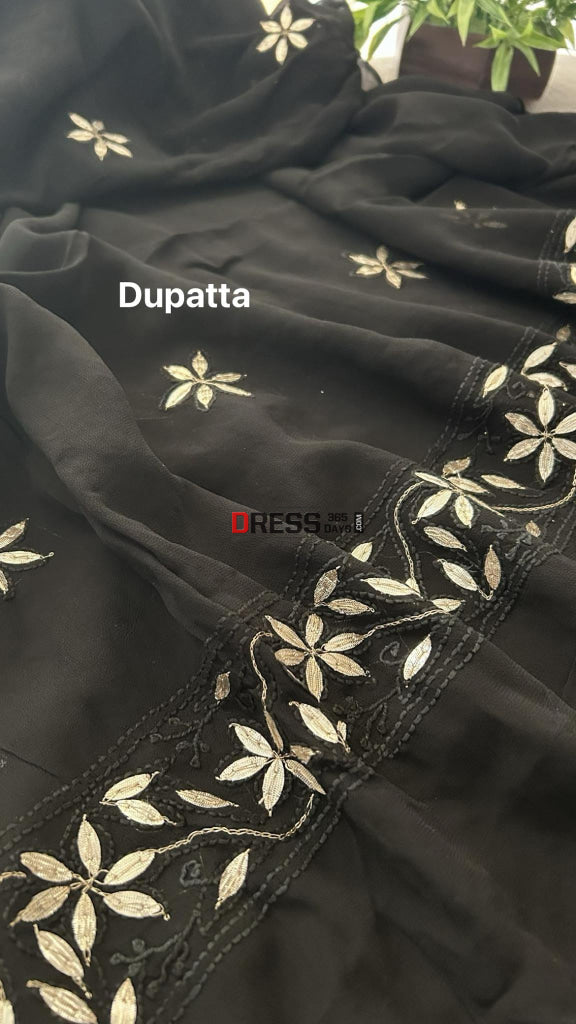 Black Mirror & Gota Patti Chikankari Suit Suits
