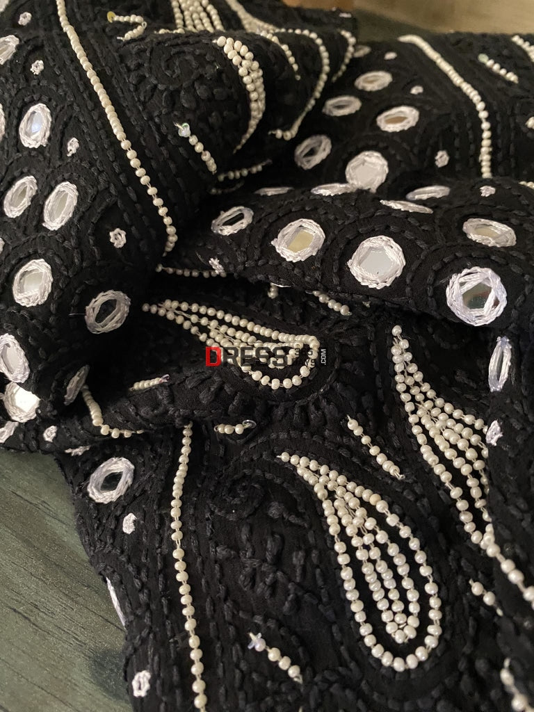 Black Mirror & Pearl Lucknowi Suit Chikankari Suits