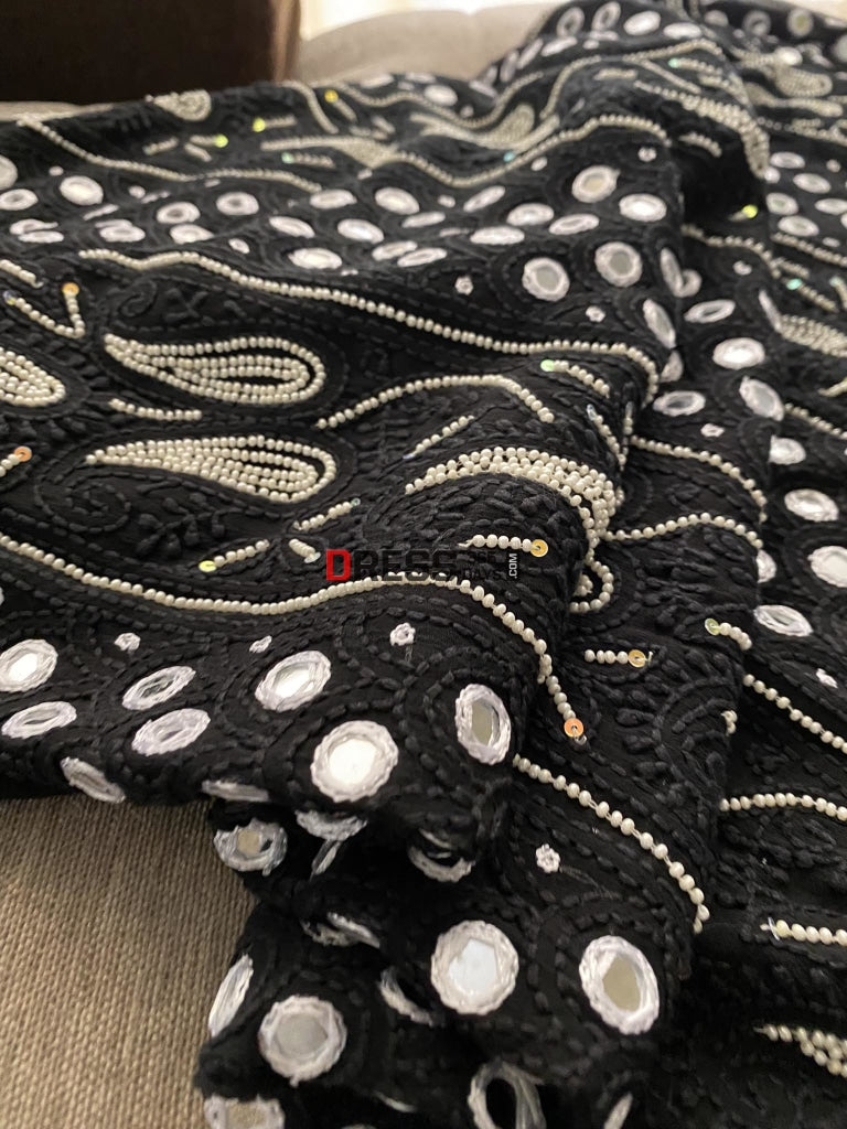 Black Mirror & Pearl Lucknowi Suit Chikankari Suits