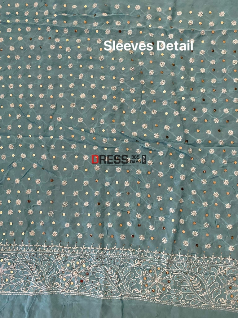 Blue Designer Readymade Pant Suit With Chikankari Embroidery Work