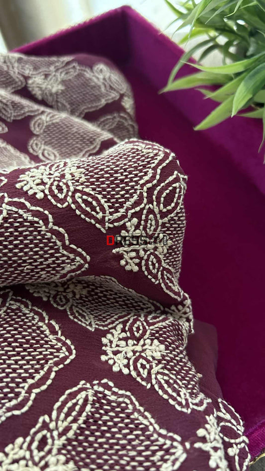 Brown & Beige Hand Jaali Chikankari Suit Chikankari Suits
