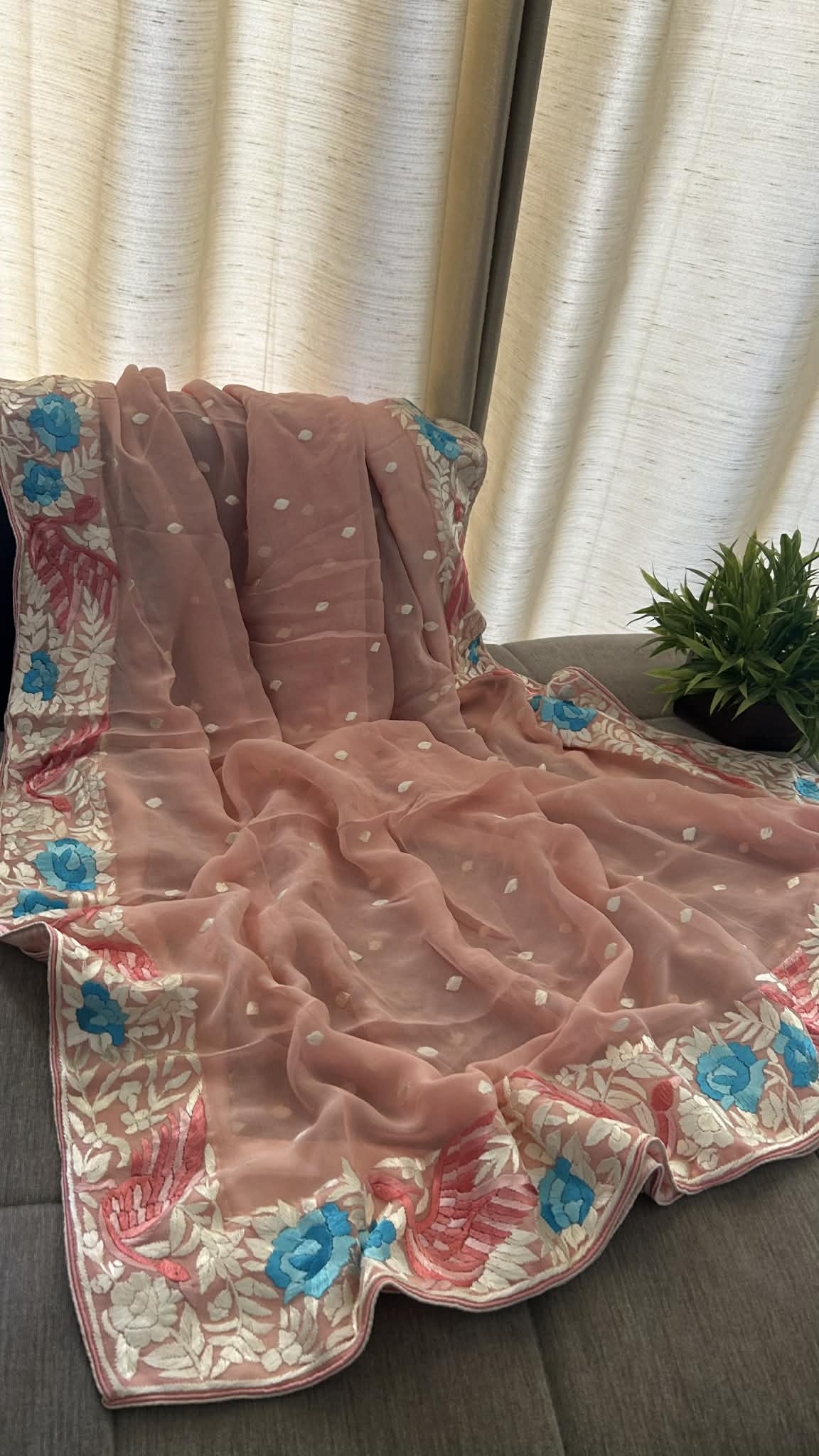 Designer Light Pink Parsi Gara Dupatta