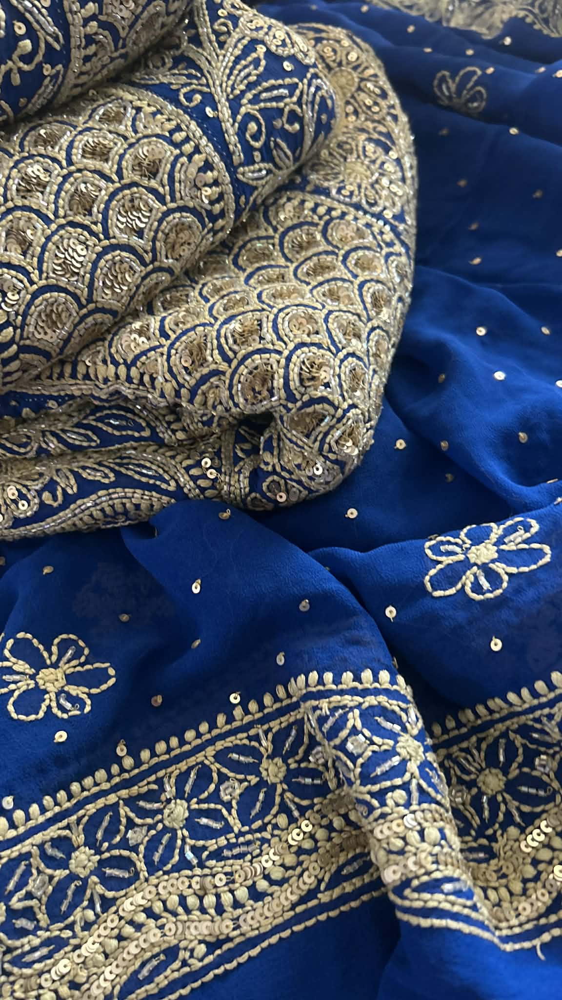 Masterpiece Royal Blue  Cut Dana & Sequins Work Chikankari Anarkali Suit