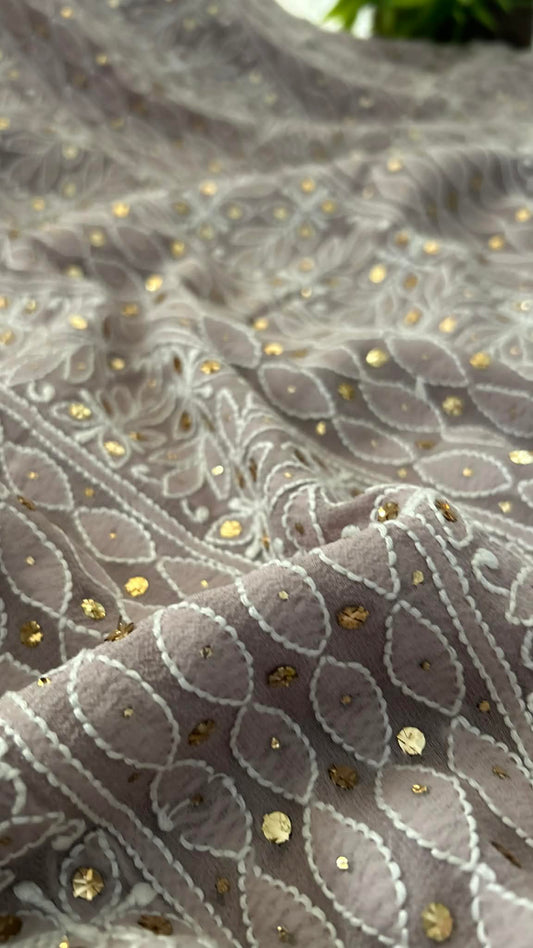 Grey Mukaish Lucknowi Chikankari Suit