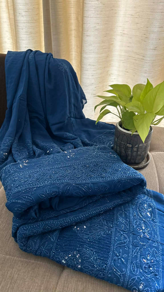 Designer Cut Dana Work Chikankari Anarkali & Dupatta Set