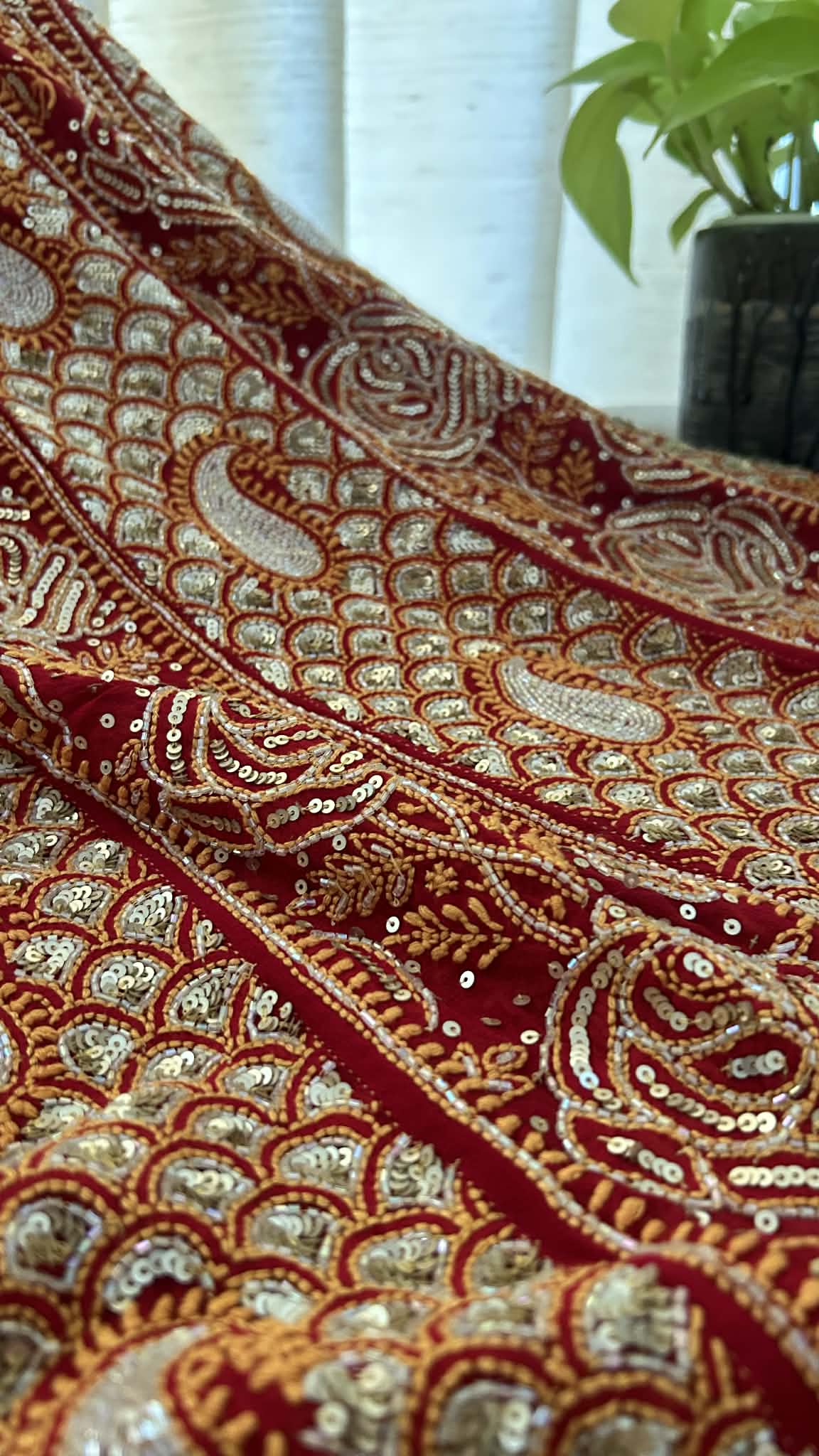 Masterpiece Red Cut Dana & Sequins Work Chikankari Anarkali Suit