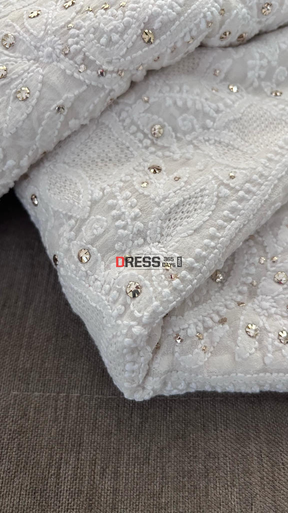 Chikankari Kamdani Hand Jaali Anarkali Suit Chikankari Anarkali
