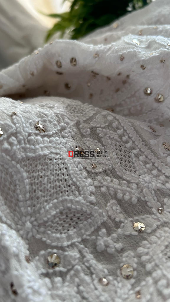 Chikankari Kamdani Hand Jaali Anarkali Suit Chikankari Anarkali
