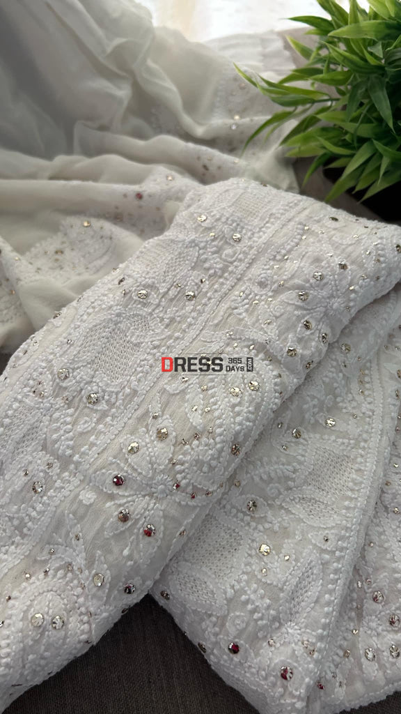 Chikankari Kamdani Hand Jaali Anarkali Suit Chikankari Anarkali