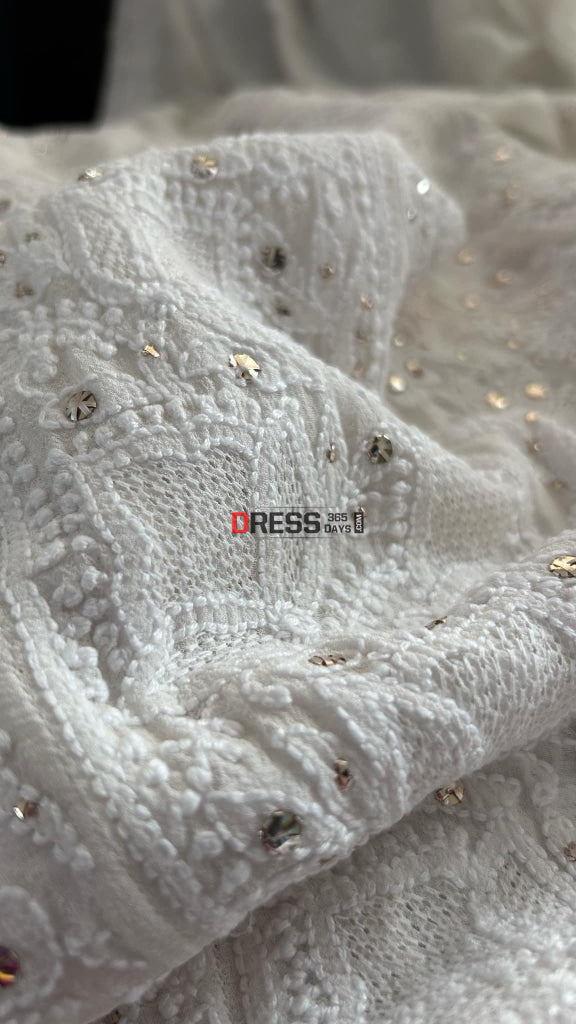 Chikankari Kamdani Hand Jaali Anarkali Suit Chikankari Anarkali