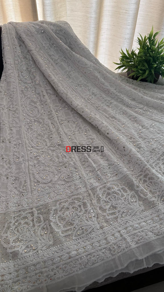 Chikankari Kamdani Hand Jaali Anarkali Suit Chikankari Anarkali