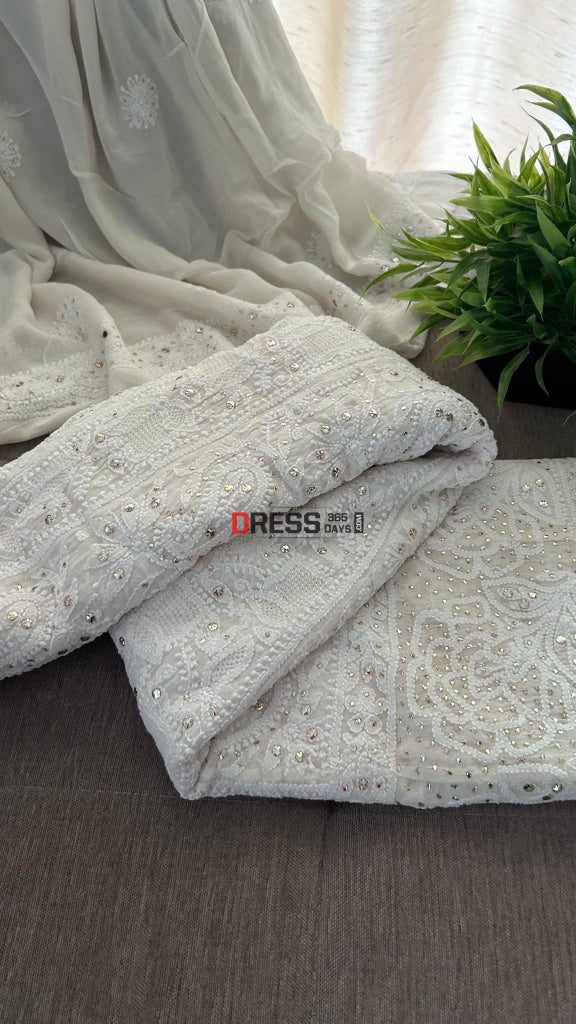 Chikankari Kamdani Hand Jaali Anarkali Suit Chikankari Anarkali