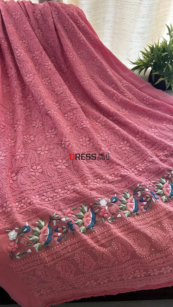 Chikankari Parsi Gara Daman Suit (Kurta & Dupatta) Chikankari Suits