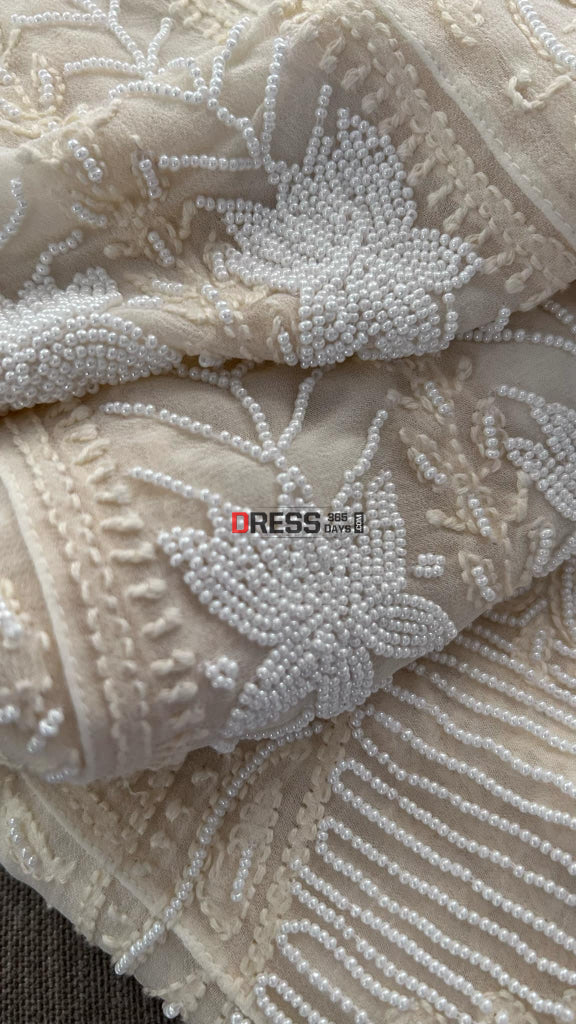 Cream Pearl Chikankari Anarkali (Anarkali & Dupatta) Chikankari Anarkali