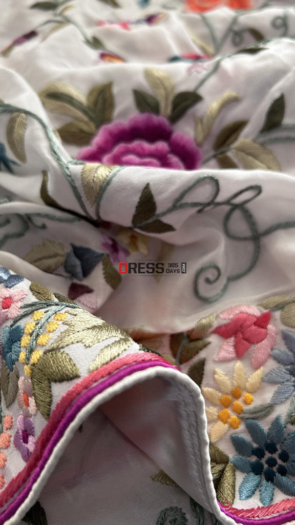 Crepe Silk Parsi Gara Hand Embroidered Saree